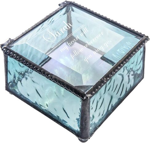 Personalized Jewelry Box Decorative Vanity Display Case Storage Organizer Keepsake Gift for Friend Daughter Sister Girl Women Vintage Decor J Devlin Box 898 EB246 Series (Windsor Blue) in Saudi Arabia