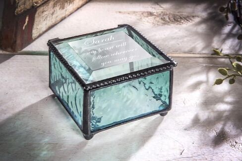 Personalized Jewelry Box Decorative Vanity Display Case Storage Organizer Keepsake Gift for Friend Daughter Sister Girl Women Vintage Decor J Devlin Box 898 EB246 Series (Windsor Blue) in Saudi Arabia