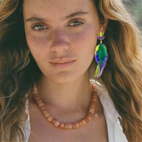 Mardi Gras Theme Earrings for Women Colorful Carnival Tassel Earrings Glitter Mask Feather Dangle Earrings Celebrations Party Jewelry Gifts (Sequin Mask) in Kuwait