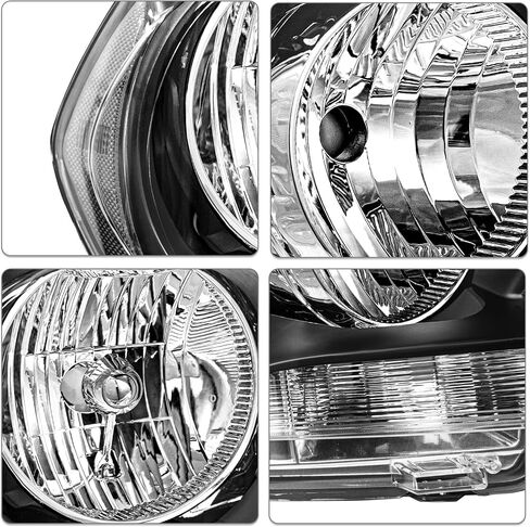 Halogen Headlight Assembly Compatible with 2011 2012 2013 Dodge Durango w/o HID Passenger and Driver Side Black Housing & Clear Reflector in Kuwait