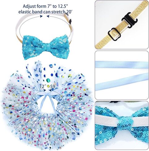 Hoyuwak Dog Birthday Party Supplies Girl Dog Bandana Bandana Tutu set لطيف كلب عيد ميلاد قبعة القوس مجموعة الكلاب الصغيرة المتوسطة الكبيرة in Kuwait