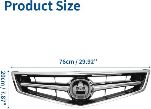 X AUTOHAUX Front Upper Hood Bumper Grille Grill for Acura TSX 2006-2008 Front Upper Bumper Kidney Grille Grill Chrome Silver Tone in Saudi Arabia