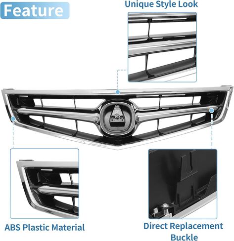 X AUTOHAUX Front Upper Hood Bumper Grille Grill for Acura TSX 2006-2008 Front Upper Bumper Kidney Grille Grill Chrome Silver Tone in Saudi Arabia