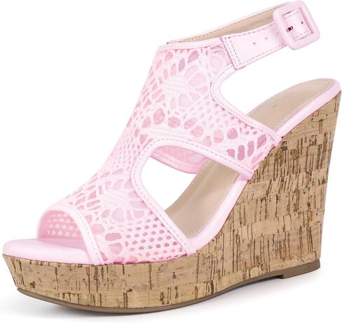 Perphy Lace Ongle Strap Platform أسافنة الكعب للنساء in Saudi Arabia