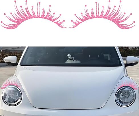 Wuyaoyao 2PCS Car Headlashes Leadashes ملصقات ، ملصقات سيارة الرموش العاكسة ، شارات الرموش المزيفة المزيفة للماء للمصابيح الأمامية ، وملحقات السيارة الخارجية (الوردي) in Kuwait