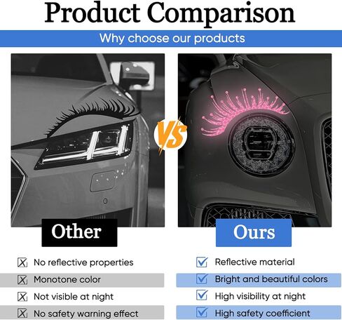 Wuyaoyao 2PCS Car Headlashes Leadashes ملصقات ، ملصقات سيارة الرموش العاكسة ، شارات الرموش المزيفة المزيفة للماء للمصابيح الأمامية ، وملحقات السيارة الخارجية (الوردي) in Kuwait