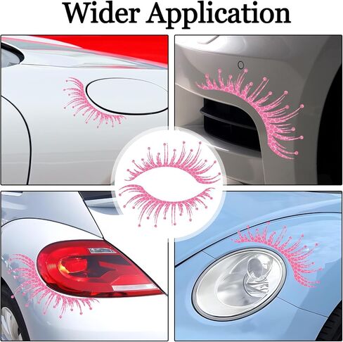 Wuyaoyao 2PCS Car Headlashes Leadashes ملصقات ، ملصقات سيارة الرموش العاكسة ، شارات الرموش المزيفة المزيفة للماء للمصابيح الأمامية ، وملحقات السيارة الخارجية (الوردي) in Kuwait