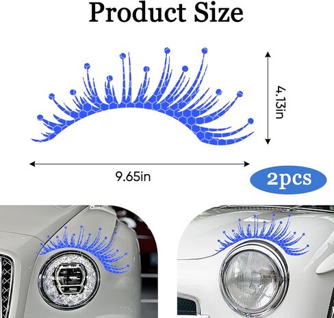 Wuyaoyao 2PCS Car Headlashes Leadashes ملصقات ، ملصقات سيارة الرموش العاكسة ، شارات الرموش المزيفة المزيفة للماء للمصابيح الأمامية ، وملحقات السيارة الخارجية (الوردي) in Kuwait