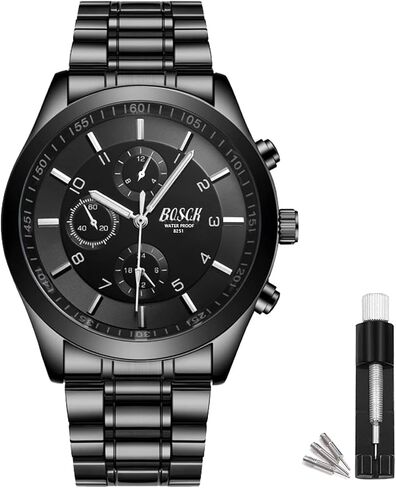 Men's 40mm Analog Watch – Auto Date & Day Display, Stainless Steel Business Wristwatch, Easy to Read, 30M Waterproof, No Chronograph in Saudi Arabia
