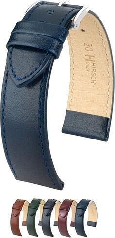 حزام ساعة Hirsch Osiris Leather - جلد العجل ذو الحبيبات الجميلة - أسود ، أزرق ، بورغوندي ، أخضر ، منتصف البني - 12 مم ، 13 مم ، 15 مم ، 16 مم ، 18 ملم ، 20 ملم in Kuwait