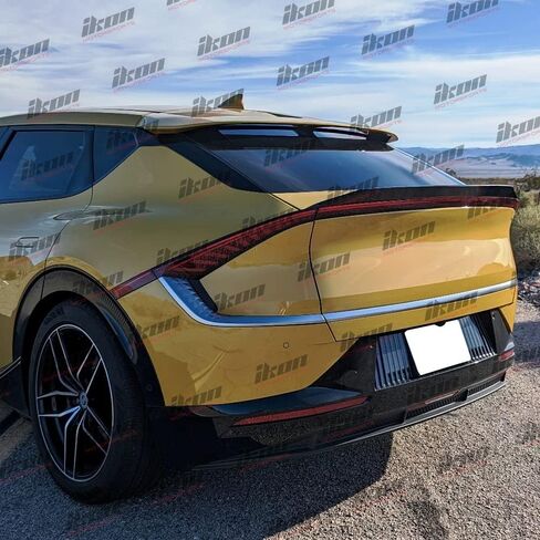 IKON MOTORSPRTS, Trunk Spoiler Compatible with 2021-2025 Kia EV6, Gloss Black X Style ABS Plastic Rear Deck Lid Tail Trim Lip Wing in Saudi Arabia