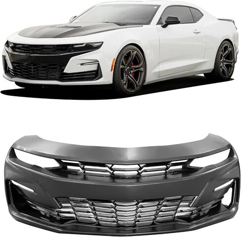 Ikon Motorsports ، غطاء الوفير الأمامي متوافق مع 2019-2024 Camaro LS LT1 ، 19 SS على غرار SS الأسود PP واقي محول الوفير BOMPER in Saudi Arabia