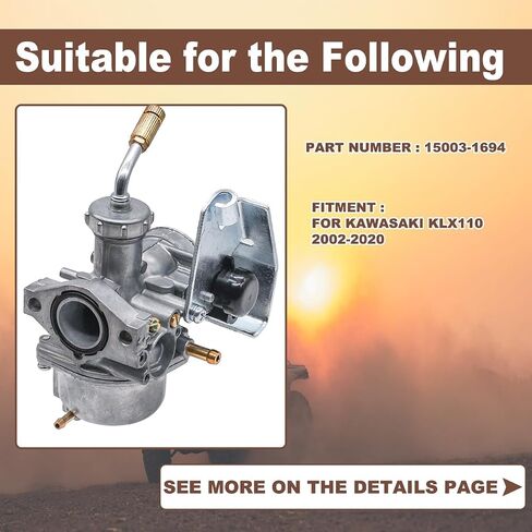 15003-1694 Carburetor Fit for Kawasaki KLX110 Carb 2002 2003 2004 2005 2006 2007 2008 2009 2010-2020 in Saudi Arabia