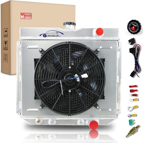 3 Row Core Aluminum Radiator Replacement for 1963 1964 1965 1966 1967 1968 1969 1970 Ford Falcon Mustang Cougar V8 1969 Mercury V8 Mustang/Falcon/Fairlane/Torino/Galaxie in Kuwait