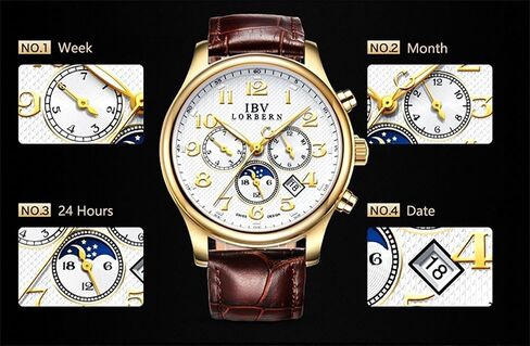 MASTOP Swiss Brands Men's Automatic Self-Wind Watch Stainless Steel with Brown Genuine Leather Band in Saudi Arabia