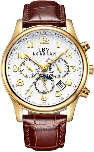 MASTOP Swiss Brands Men's Automatic Self-Wind Watch Stainless Steel with Brown Genuine Leather Band in Saudi Arabia
