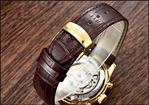 MASTOP Swiss Brands Men's Automatic Self-Wind Watch Stainless Steel with Brown Genuine Leather Band in Saudi Arabia