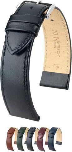 حزام ساعة Hirsch Osiris Leather - جلد العجل ذو الحبيبات الجميلة - أسود ، أزرق ، بورغوندي ، أخضر ، منتصف البني - 12 مم ، 13 مم ، 15 مم ، 16 مم ، 18 ملم ، 20 ملم in Kuwait