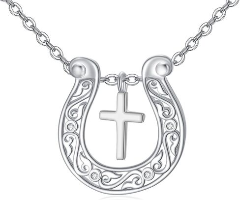 Cross Necklace for Women 925 Sterling Silver Faith Cross Pendant Christian Jewelry Catholic Gifts for Women Girlfriend Mom in Saudi Arabia