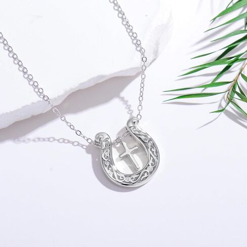 Cross Necklace for Women 925 Sterling Silver Faith Cross Pendant Christian Jewelry Catholic Gifts for Women Girlfriend Mom in Saudi Arabia