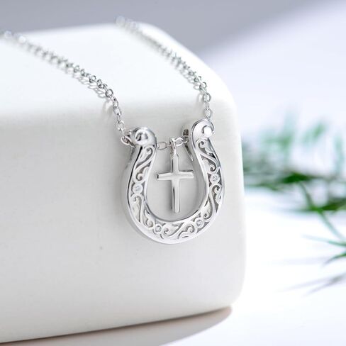 Cross Necklace for Women 925 Sterling Silver Faith Cross Pendant Christian Jewelry Catholic Gifts for Women Girlfriend Mom in Saudi Arabia