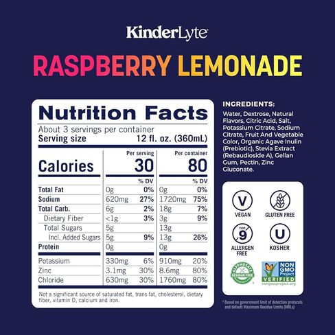 محلول إلكتروليت متقدم kinderlyte ، ترطيب أسرع 2x مقابل الماء وحده ، لا توجد محليات أو نكهات اصطناعية ، بدون أصباغ اصطناعية ، التوت البري ، للأطفال والبالغين ، 33.8 أوقية (حزمة 6) in Kuwait