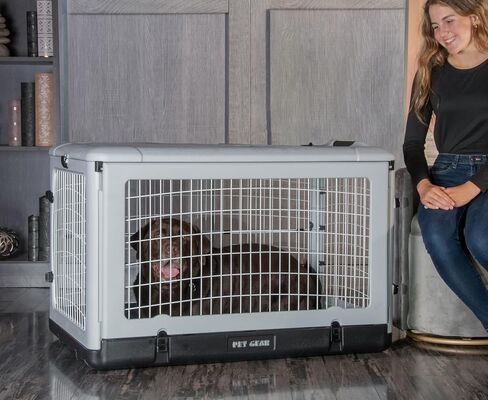 Pet Gear “The Other Door" 4 Door Steel Crate for Dogs/Cats with Removable Tray, Fog, 27 Inch in Saudi Arabia