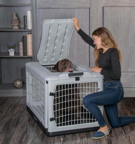 Pet Gear “The Other Door" 4 Door Steel Crate for Dogs/Cats with Removable Tray, Fog, 27 Inch in Saudi Arabia