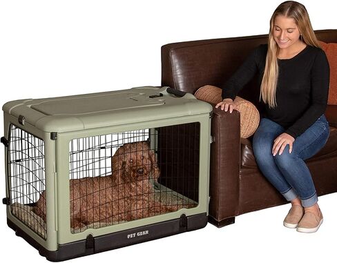 Pet Gear “The Other Door" 4 Door Steel Crate for Dogs/Cats with Removable Tray, Fog, 27 Inch in Saudi Arabia