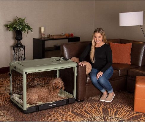 Pet Gear “The Other Door" 4 Door Steel Crate for Dogs/Cats with Removable Tray, Fog, 27 Inch in Saudi Arabia
