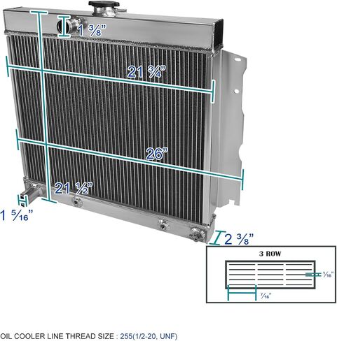SPEC-D TUNING 3 Row Core Aluminum Racing Radiator Compatible with 1966-1969 Dodge Charger, Dart in Saudi Arabia