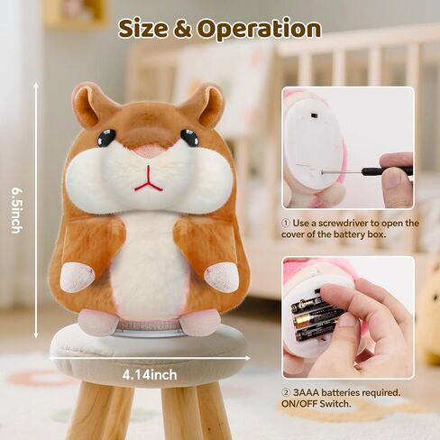 Kids Toddler Toys for Ages 2-4, Talking Hamster Repeats What You Say, Interactive Plush Repeating Toy for 2 3 4 5 6 8 Year Old Boy Girl Birthday Gift (Purple) in Saudi Arabia