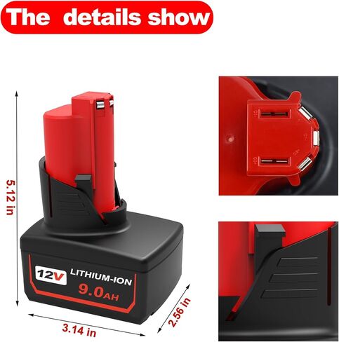 استبدال ل MILWAUKEE M12 بطارية 6.0AH 2 عبوات ، استبدال بطارية MILWAUKEE 12V 48-11-2410 48-11-2411 48-11-2401 ، متوافق مع أدوات طاقة Milwaukee 12V اللاسلكية وشاحن in Kuwait