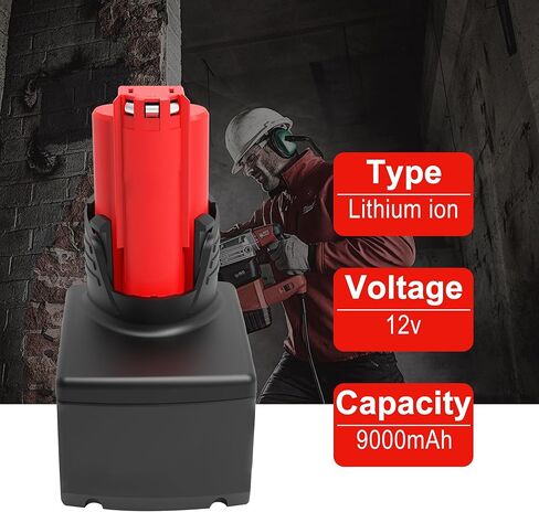 استبدال ل MILWAUKEE M12 بطارية 6.0AH 2 عبوات ، استبدال بطارية MILWAUKEE 12V 48-11-2410 48-11-2411 48-11-2401 ، متوافق مع أدوات طاقة Milwaukee 12V اللاسلكية وشاحن in Kuwait