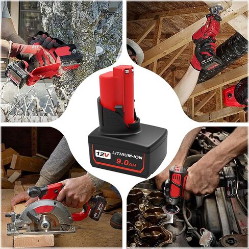 استبدال ل MILWAUKEE M12 بطارية 6.0AH 2 عبوات ، استبدال بطارية MILWAUKEE 12V 48-11-2410 48-11-2411 48-11-2401 ، متوافق مع أدوات طاقة Milwaukee 12V اللاسلكية وشاحن in Kuwait