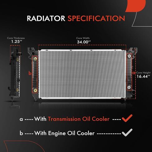 A-Premium Engine Coolant Radiator Assembly with Oil Cooler Compatible with Chevrolet Silverado 1500 & GMC Sierra 1500, 2016-2018, 5.3L in Saudi Arabia