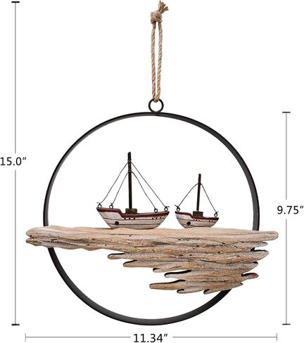 Morning View Sailboat Wall Decor Wood Nautical Sailing Ship Wall Art Hanging Wall Sculpture Decorative Coastal Themed Ornaments Rustic Beach Ocean Decor for Bathroom Home House 11.34 X 9.75 Inch in Saudi Arabia
