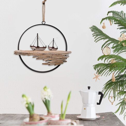 Morning View Sailboat Wall Decor Wood Nautical Sailing Ship Wall Art Hanging Wall Sculpture Decorative Coastal Themed Ornaments Rustic Beach Ocean Decor for Bathroom Home House 11.34 X 9.75 Inch in Saudi Arabia