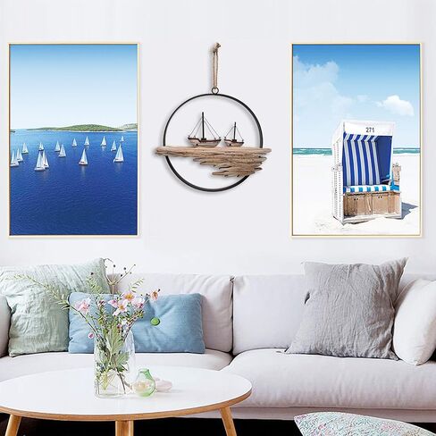 Morning View Sailboat Wall Decor Wood Nautical Sailing Ship Wall Art Hanging Wall Sculpture Decorative Coastal Themed Ornaments Rustic Beach Ocean Decor for Bathroom Home House 11.34 X 9.75 Inch in Saudi Arabia
