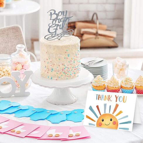 Whaline 24 Pack Sunshine Thank You Cards Yellow Cartoon Sun Note Cards with Envelopes Stickers Cute Greeting Blank Cards for Birthday Baby Shower in Saudi Arabia