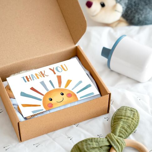 Whaline 24 Pack Sunshine Thank You Cards Yellow Cartoon Sun Note Cards with Envelopes Stickers Cute Greeting Blank Cards for Birthday Baby Shower in Saudi Arabia
