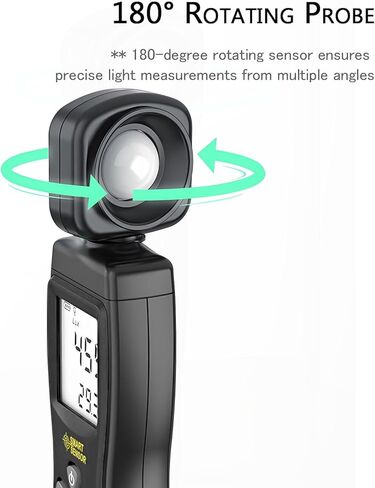 Handheld Digital Light Meter,4 Digit Color Screen Illuminance Meter with Ambient Temperature Measurer,Range up to 200,000 Lux Luxmeter,for Photography Plants Lighting Intensity Brightness Measurement in Kuwait