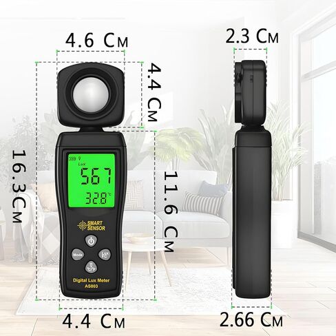 Handheld Digital Light Meter,4 Digit Color Screen Illuminance Meter with Ambient Temperature Measurer,Range up to 200,000 Lux Luxmeter,for Photography Plants Lighting Intensity Brightness Measurement in Kuwait