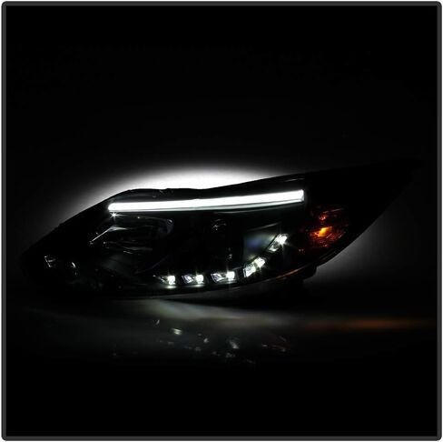 Acanii - لعام 2012 2013 2014 Ford Focus LED Strip Black Projector Projector المصابيح الأمامية زوجة المصابيح الأمامية يمينًا+يمين in Saudi Arabia