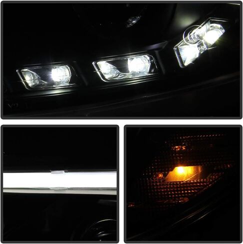 Acanii - لعام 2012 2013 2014 Ford Focus LED Strip Black Projector Projector المصابيح الأمامية زوجة المصابيح الأمامية يمينًا+يمين in Saudi Arabia