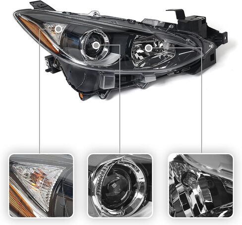 Huray Halogen Assembly Assembly for Mazda 3 2014 2015 2016 RH Projector Melector W/Plubs OE PACTORY PACTORY FOR MA2503144 Right Passenger Side in Saudi Arabia