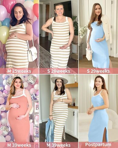 V FOR CITY Maternity Dresses Sleeveless Rib Knit Slit Baby Shower Dress Casual Square Neck Bodycon Pregnancy Outfits in Saudi Arabia