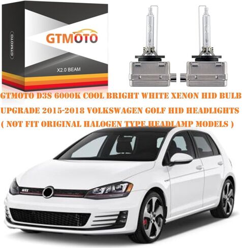 for 2015 2016 2017 2018 Volkswagen VW Jetta Golf GTI MK7 HID Headlights with D3S Xenon Bulb Only, CC EOS TDI TSI 35W Headlamp N10721806 N10721801, 6000K Cool White D3SC1 Projector Light, 2 Pack in Saudi Arabia