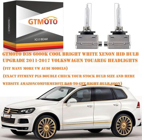for 2015 2016 2017 2018 Volkswagen VW Jetta Golf GTI MK7 HID Headlights with D3S Xenon Bulb Only, CC EOS TDI TSI 35W Headlamp N10721806 N10721801, 6000K Cool White D3SC1 Projector Light, 2 Pack in Saudi Arabia