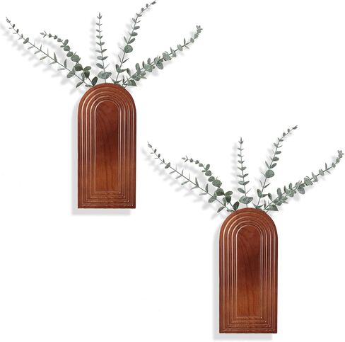 Wood Wall Vase Set 2 Pack Wood Planters Hanging Decor Pocket Planter Modern Boho Wall Decor for Entryway Living Room Bathroom Kitchen Decoration in Saudi Arabia
